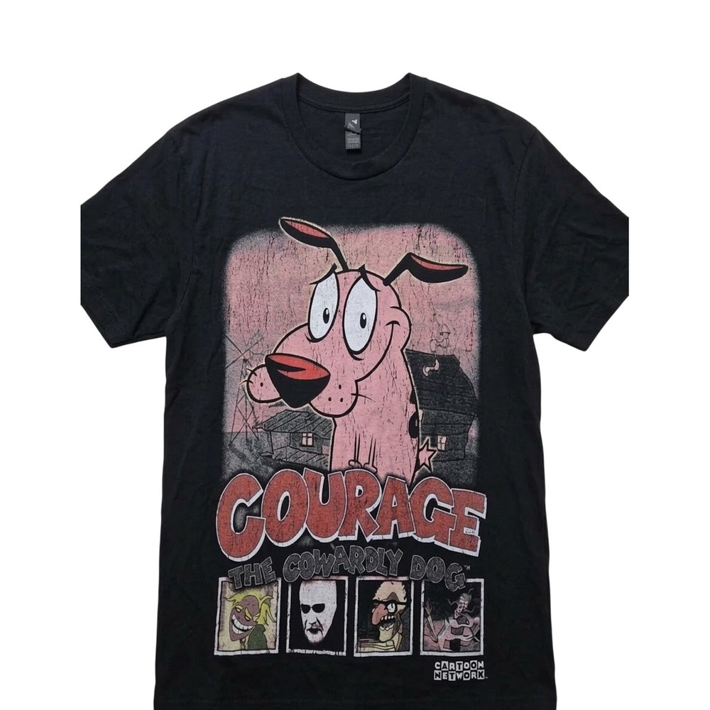 Cartoon Network Baggy Courage the Cowardly Dog Graphic T-Shirt Black Womens Smal
